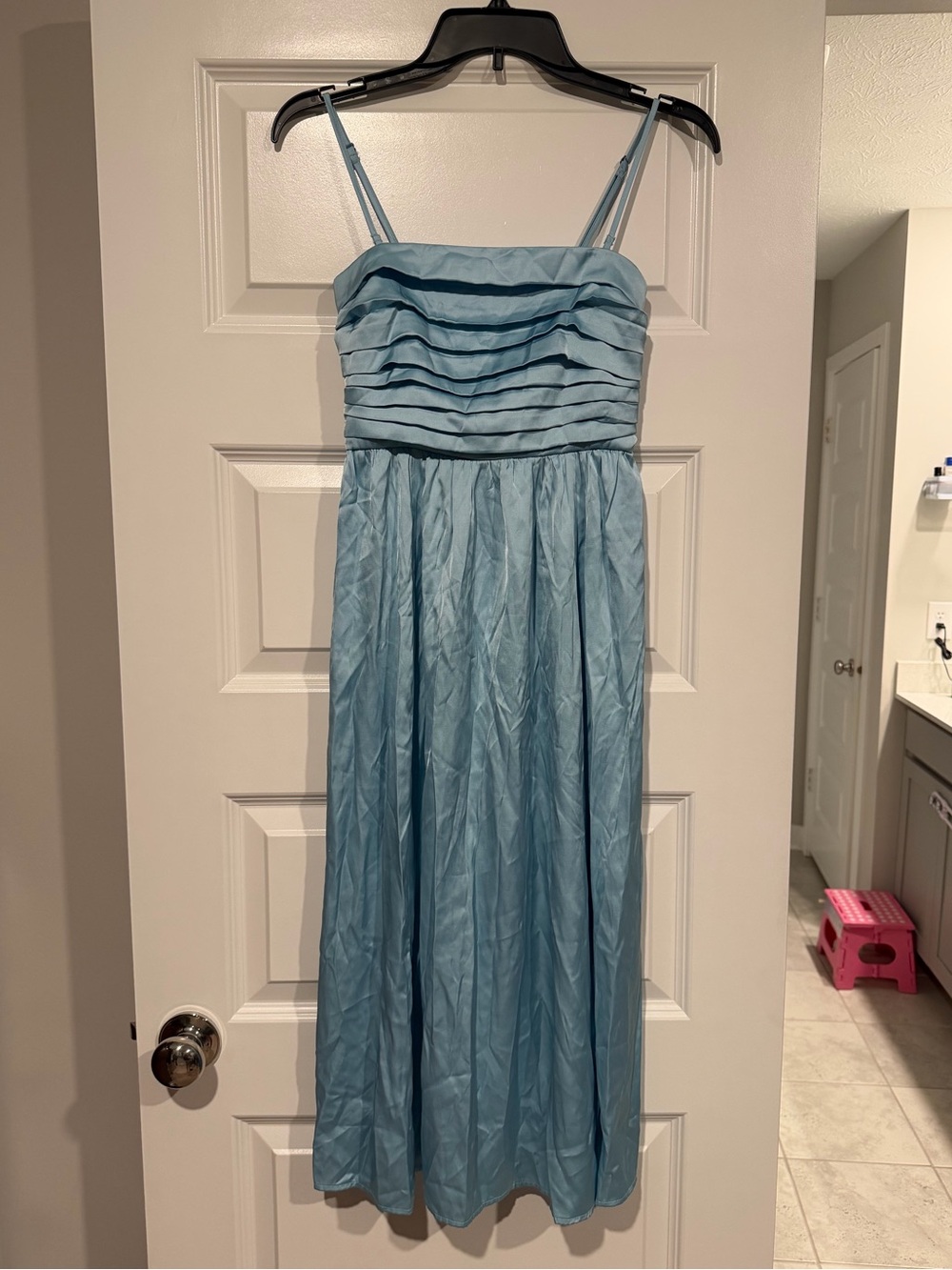 Abercrombie & Fitch Emerson Light Blue Strapless Pleated Dress